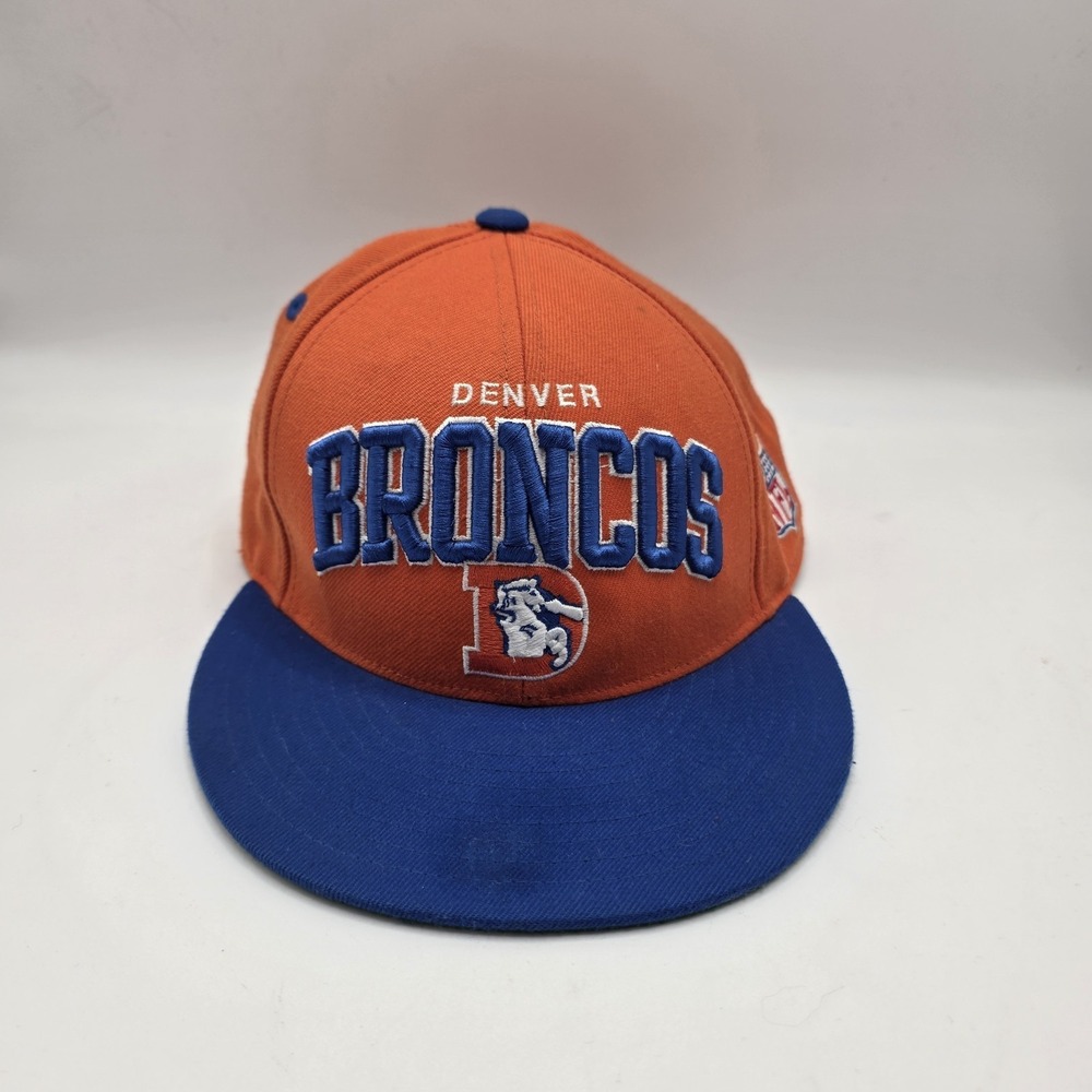 Mitchell & Ness Denver Broncos Fitted Hat 7 1/4 Wool Throwback NFL Cap Orange...